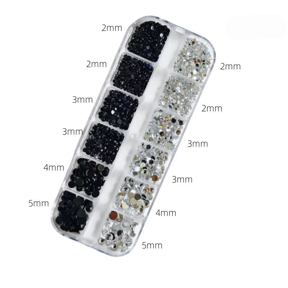 Wholesale Nail Supplier Accessories 12 Grids Flat Back AB Glass Rhinestones 3D Diamond Nail Decorations