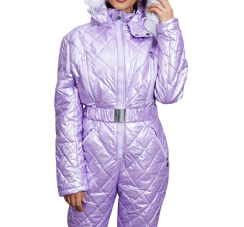 Custom Long Winter Jacket Ski Jumpsuit Skiing Sets Bodysuits Outdoor Snow Suits Women Zipper Hoodie Solid Color Snow Ski Suit