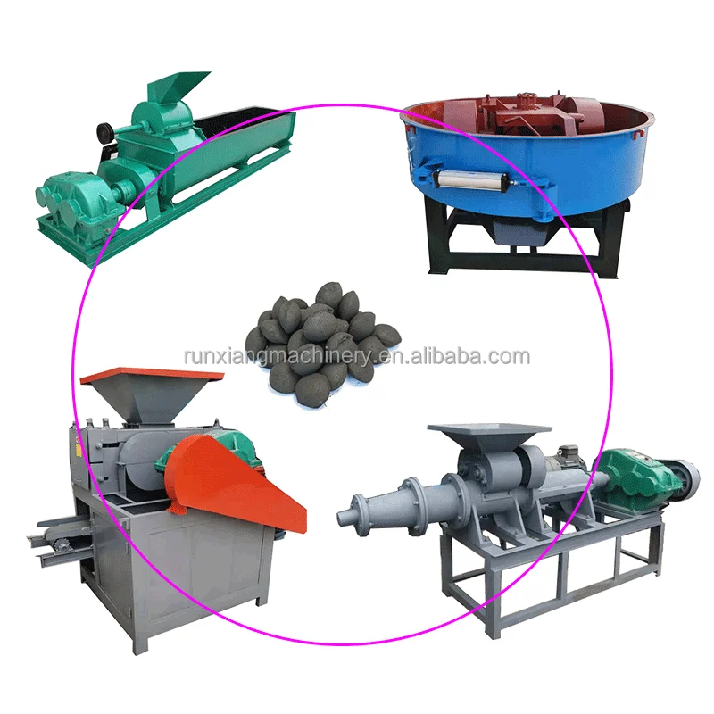 Henan Coconut Shell Biomass Charcoal Coal Briquette Stick Extruder Diesel Engine Press Moulding Making Machine