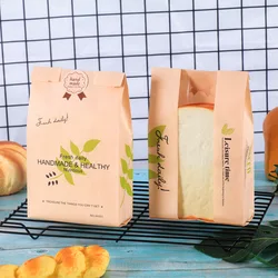 Factory Manufacturer Bakery Food Printed Brown Kraft Bread Packaging Paper Bags With Plastic Window