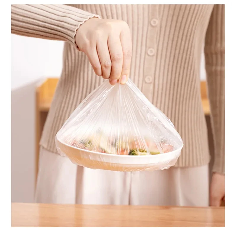 Disposable Food Cover Food Grade Fruit Vegetable Storage Bag Bowl Cup Kitchen Fresh Keeping Bag Elastic Plastic Minimalist Clear