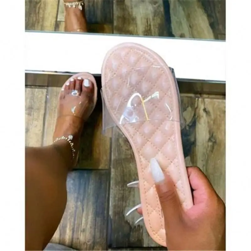 2022 Rhinestone Flip Flops Summer Casual Slippers Gradient Slides Shoes Fashion Women Crystal Bling Beach Slides Sandals
