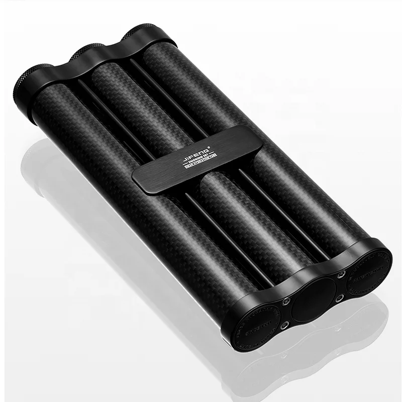JIFENG JF-031 Cigar Storage travel Aluminum metal under 57 ring gauge 3 cigar tube case with humidifier in cap for business trip