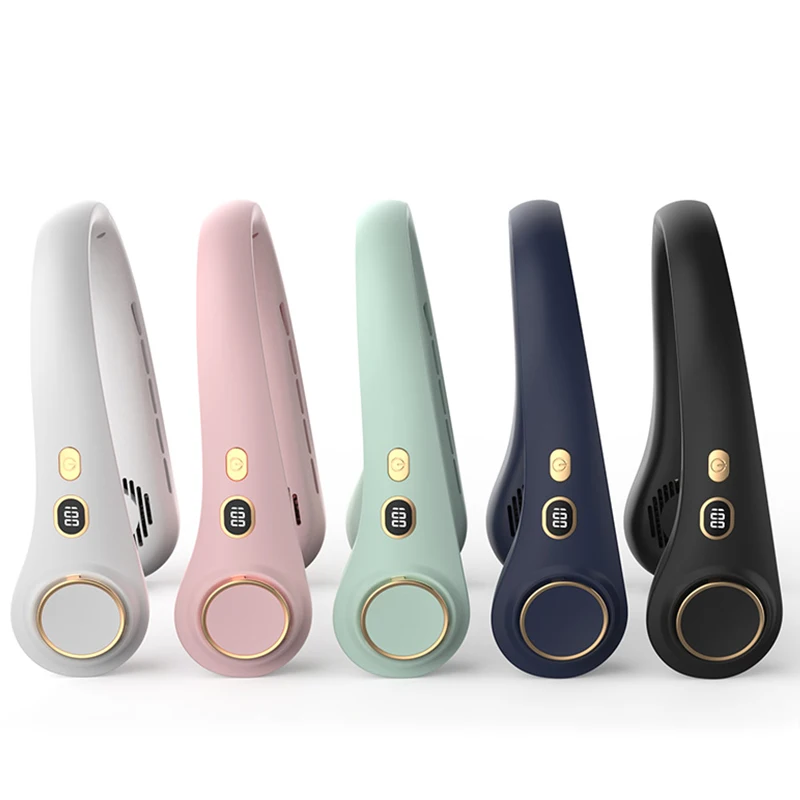 2024 Trend Products Mini Cooler 5 Gears Rechargeable Hands Free Sports Outdoor Hanging Leafless Neck Fan