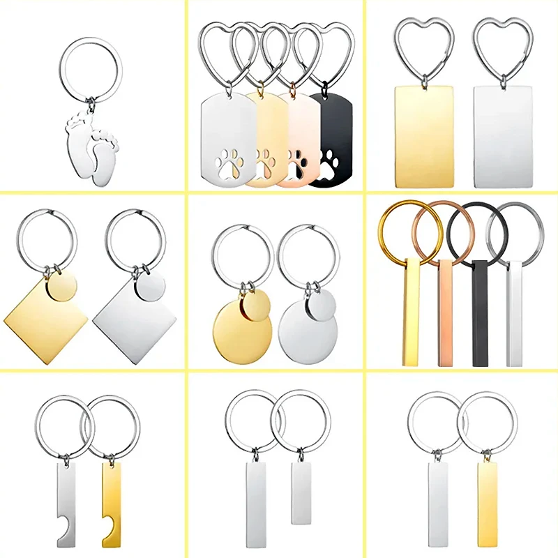 Factory Cheap Wholesale Custom Logo Metal Key Chain Souvenir Gift  Square Rectangle Round Heart House Shaped Metal Blank Keychai