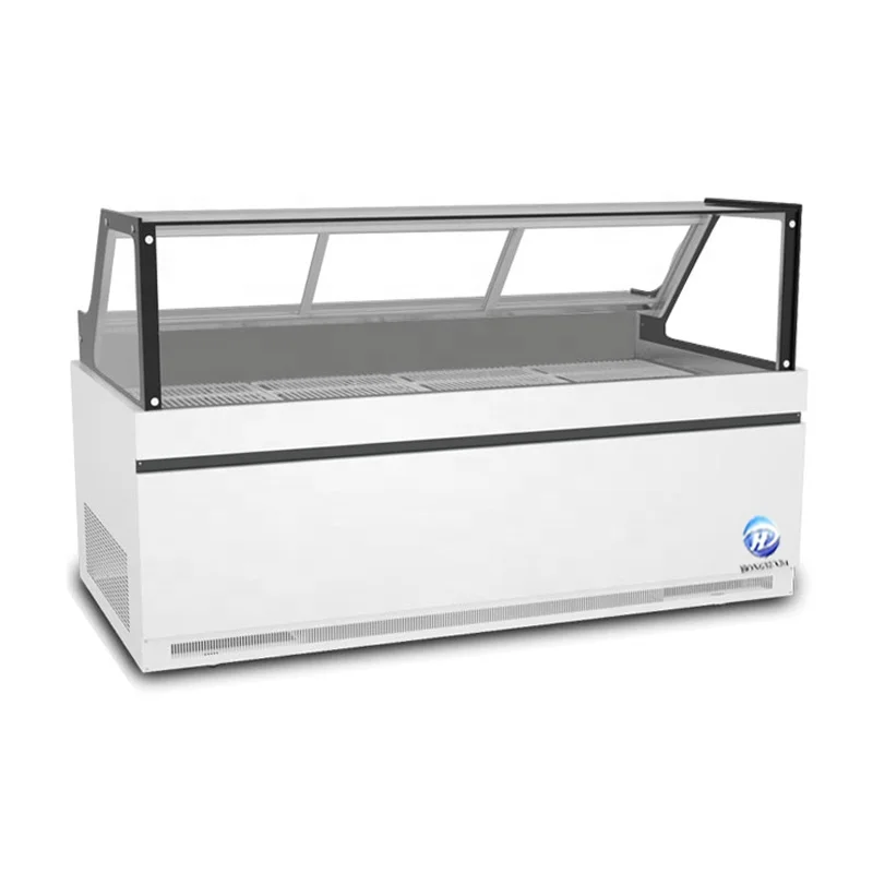 Curved Glass counter refrigerator cooked food display cabinet deli showcase freezer