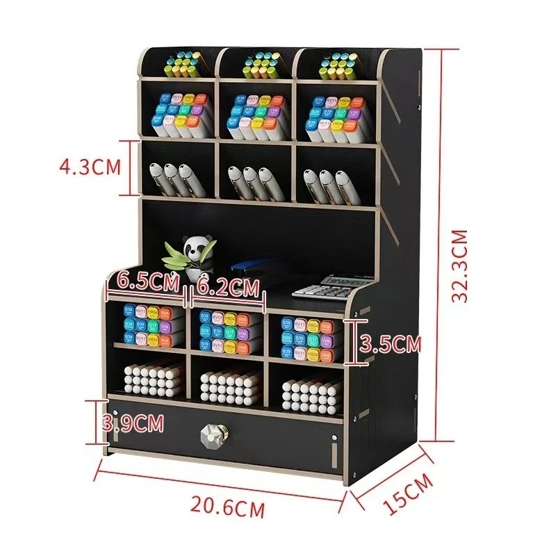 Pencil Holder Home Office Supplies Drawer DIY Desk Office Stationery Desktop Art Supply Organizer Wooden Pen Organizer