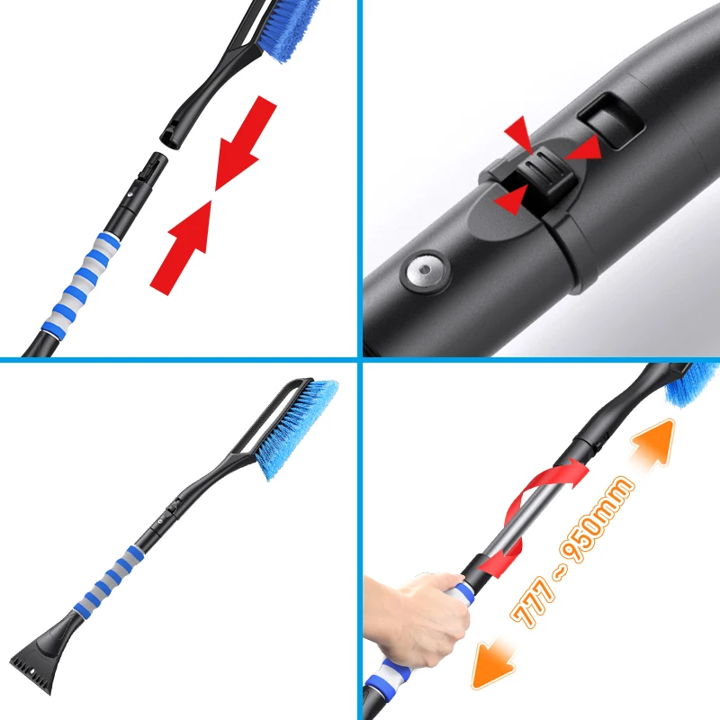 multifunctional wiper and snow scraper removable ice scraper snow brush and detachable extendable ice scraper with ergonomics