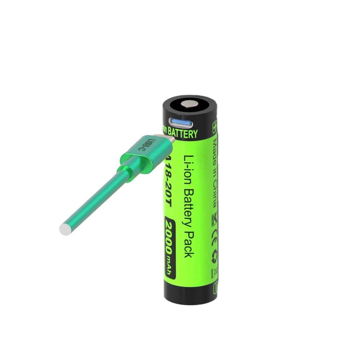 3.7V Rechargeable Li-Ion Battery 2000mAh Continuous USB Rechargeable Battery AA Torch Battery