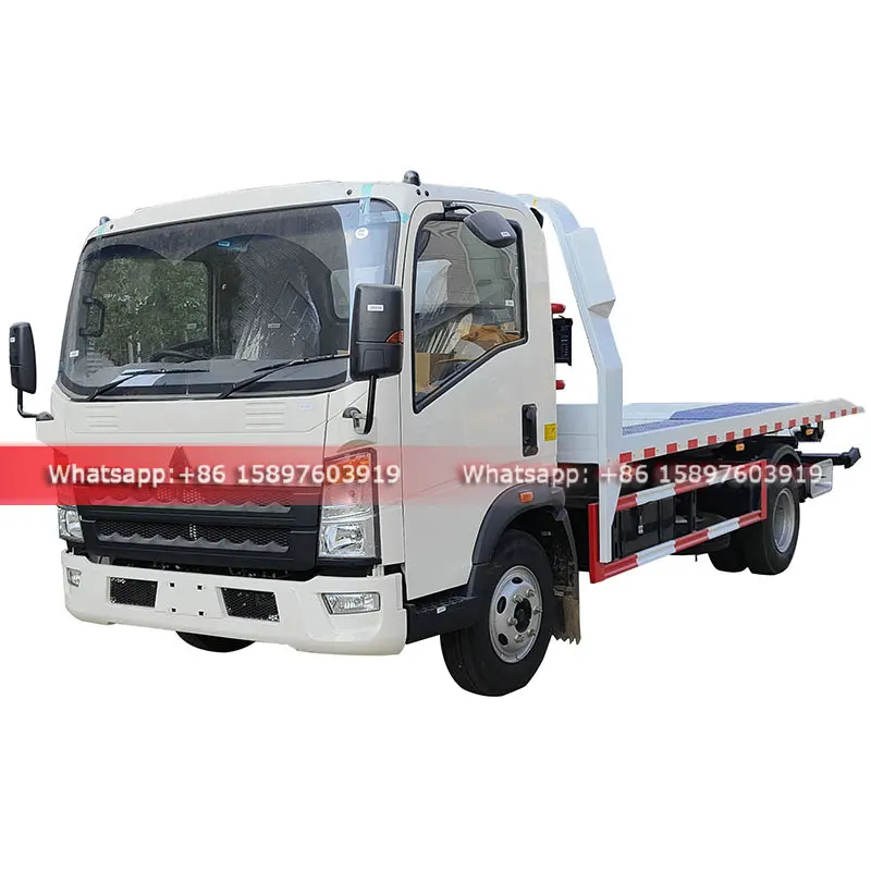 Right Hand Drive HOWO Full Down Rollback Road Wreckers Tow Platform Trucks Best Price factory Sales