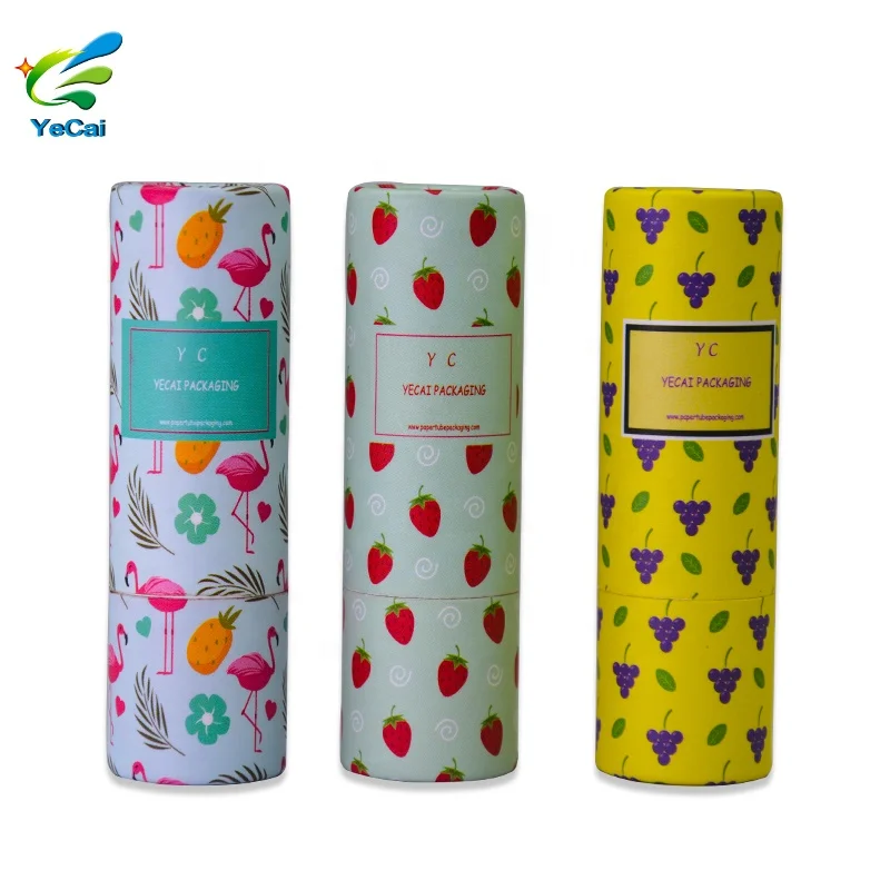 Eco friendly paper made recycle balm Elegant design tube packaging box  paper lipstick tube packaging recycled lip balm
