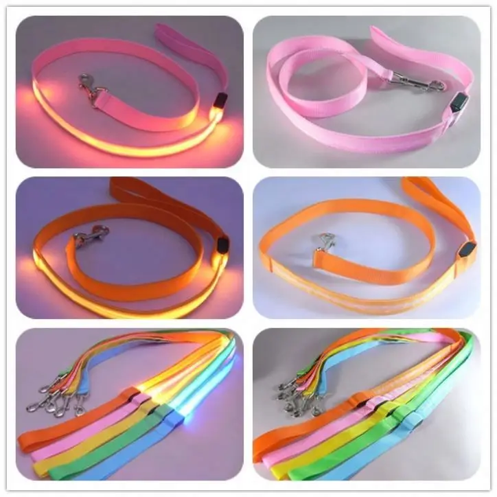 Nylon LED Light Up Dog Leash Night Safety LED Flashing Glow In Dark Dog Collar Pet Supplies Cat Drawing Small Lead LED Dog Leash
