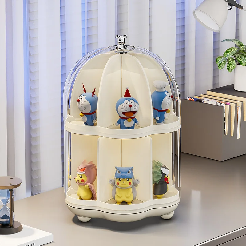 Adjustable Clear Transparent Spinning Storage Display Case 360 Rotating display Organizer Dustproof Blind Action figure Box