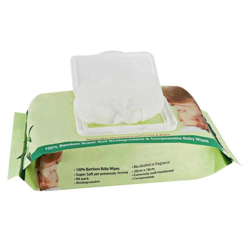 100%bamboo spunlace nonwoven fabric wet moistened baby wipes towel cleaning with plastic cover