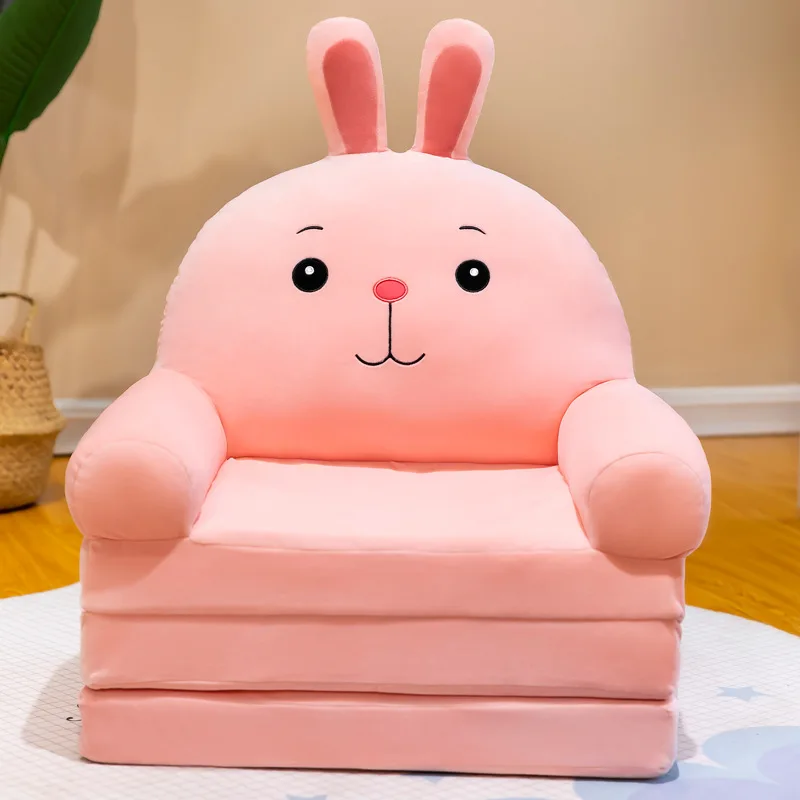 China Supply 3 Layers Foldable Mini Plush Baby Sofa Animal Character Baby Plush Chair Stuffed Chair
