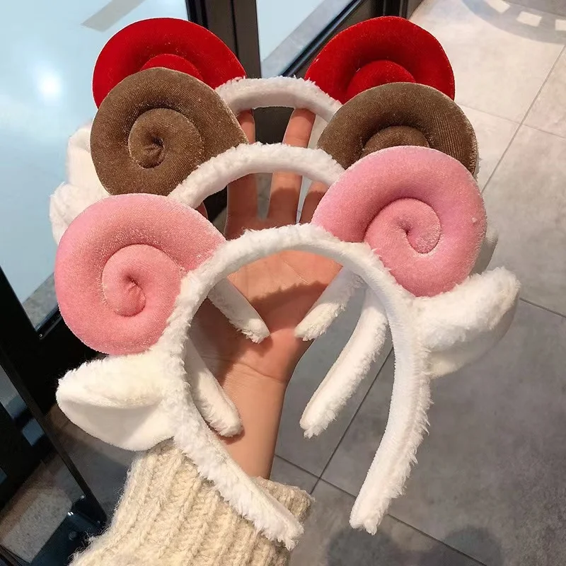 Korean Style New Plush Goat Horn Cute Headband Hair Accessories