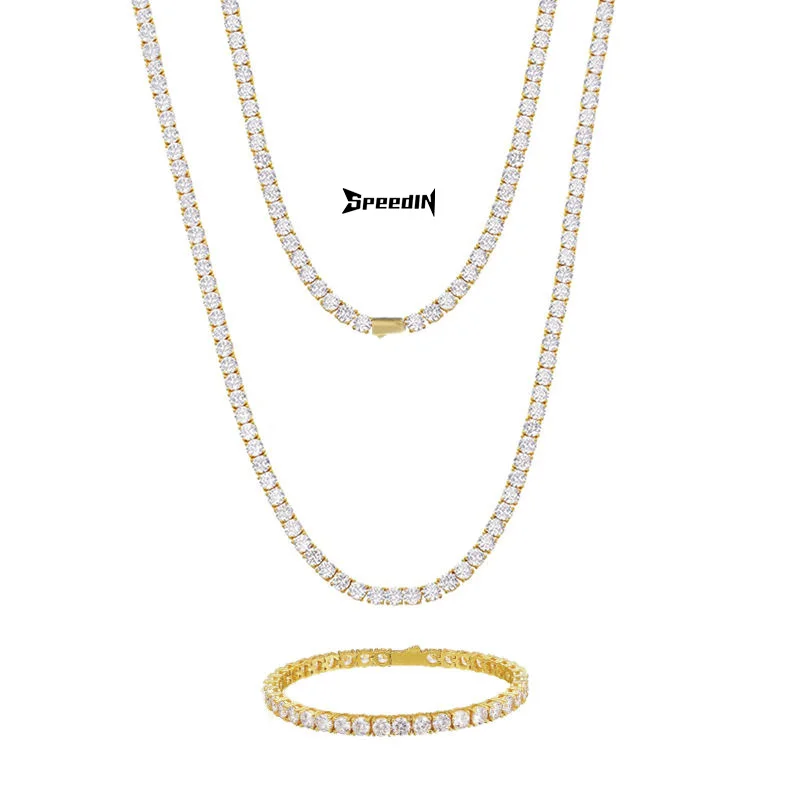 Luxury 18k gold plated austrian Zircon Crystals paved tennis necklace fancy iced out bling bling alloy tennis body chain