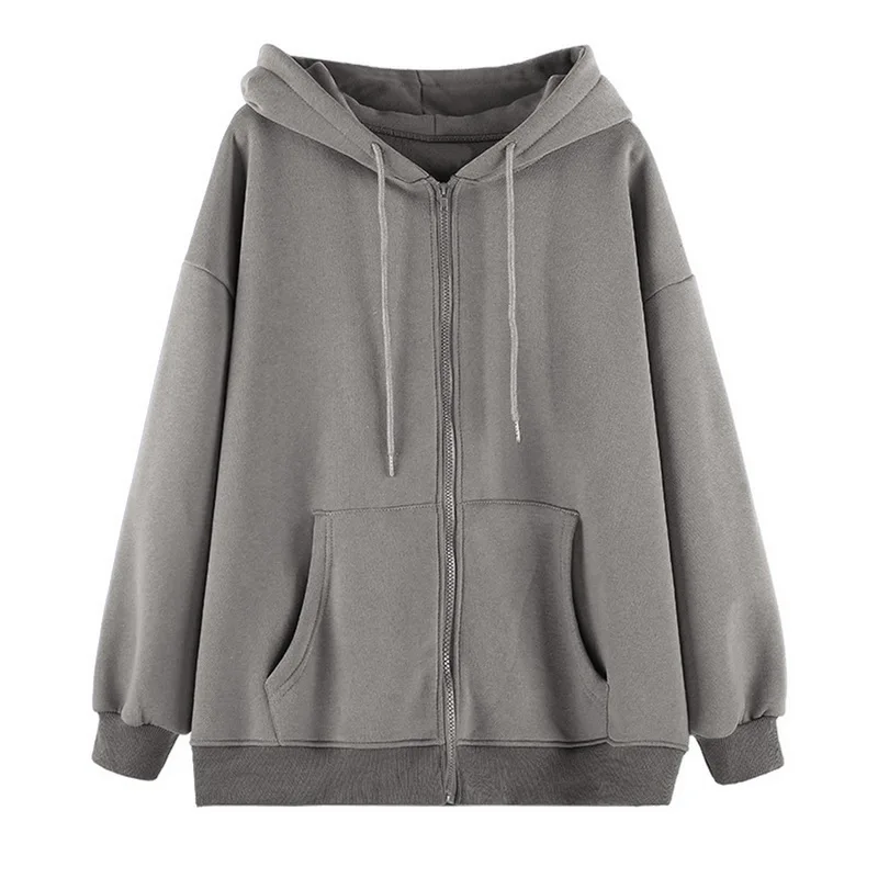 Oversized Hoodie Sweatshirts Solid Zip Up Hoodies Jacket Loose Women Hoodies Long Sleeve Sweatshirts