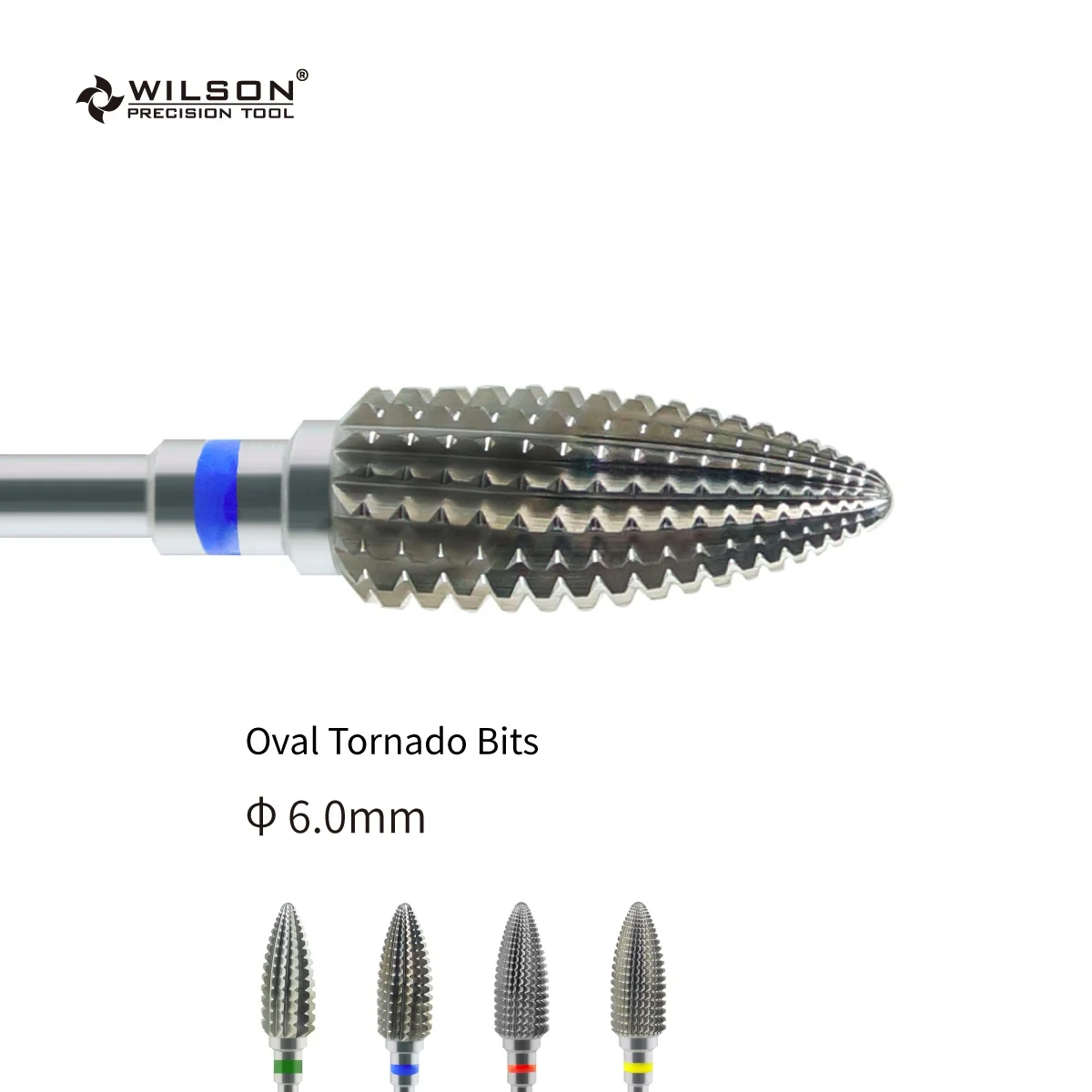 6.0mm Oval Tornado Bits Uncoated WILSON Electric nail bit Professional Remove Acrylic carbide Dental bur