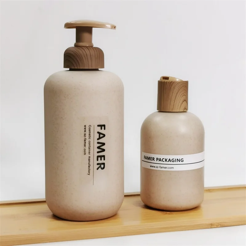 free samples eco- friendly screen Printing biodegradable straw wheat luxury toner cream lotion shampoo bottles