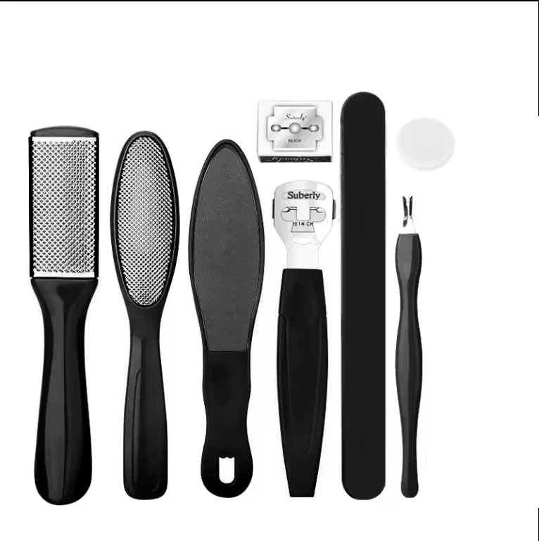 8pcs/set Professional Foot File Kit Pedicure Set Stainless Steel Foot Rasp Dead Skin Remover Foot Care Tool
