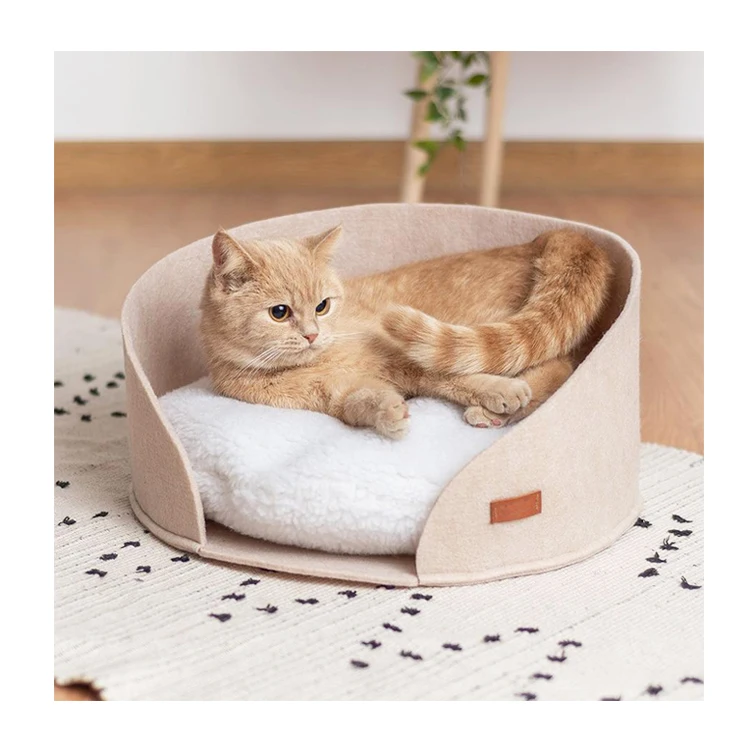 Wholesale Custom Removable Washable Comfortable Felt Cat Cave Soft Dog Bed For Pet
