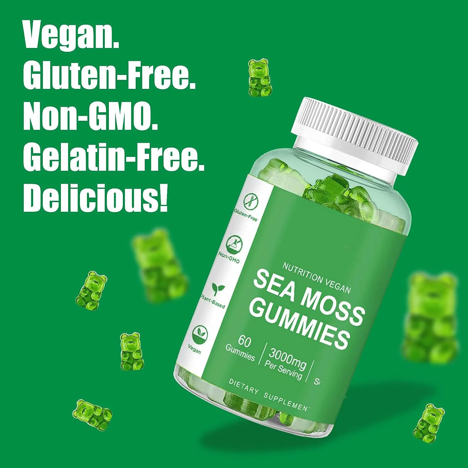 Organic Sea Moss Gummies Vegan Keto Superfoods Immune Boosting Irish Sea Moss gummies Gel Powder Burdock Root Diet Supplements