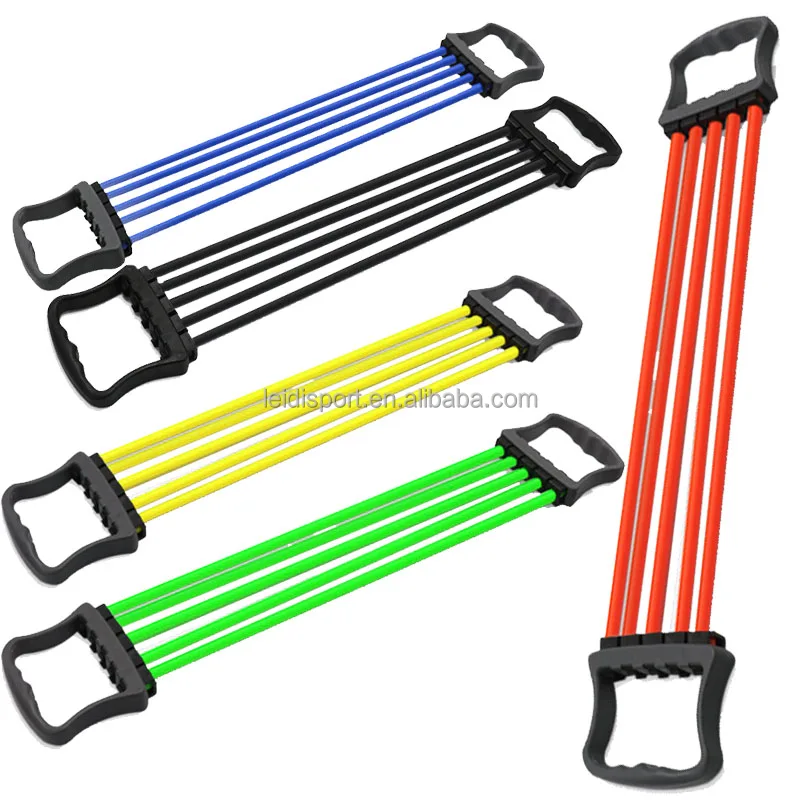 Chest expander | arm training, 5-tube adjustable arm strength trainer, exercise resistance belt, suitable for family fitness mus