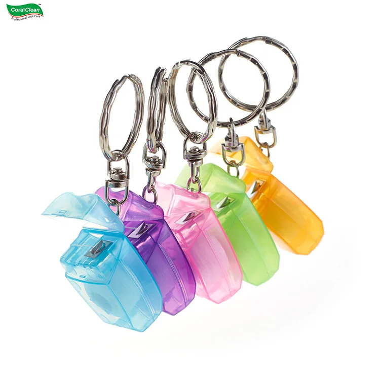 10 meters 15 meters Dental Floss Keychain Tooth Shape for Teeth Cleaning Easy to Carry