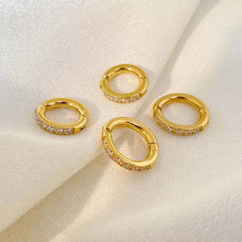 Fine Fashion Jewelry 18K Gold Plated Cubic Zirconia Open Ear Clip On Earrings For Girl Women Gift