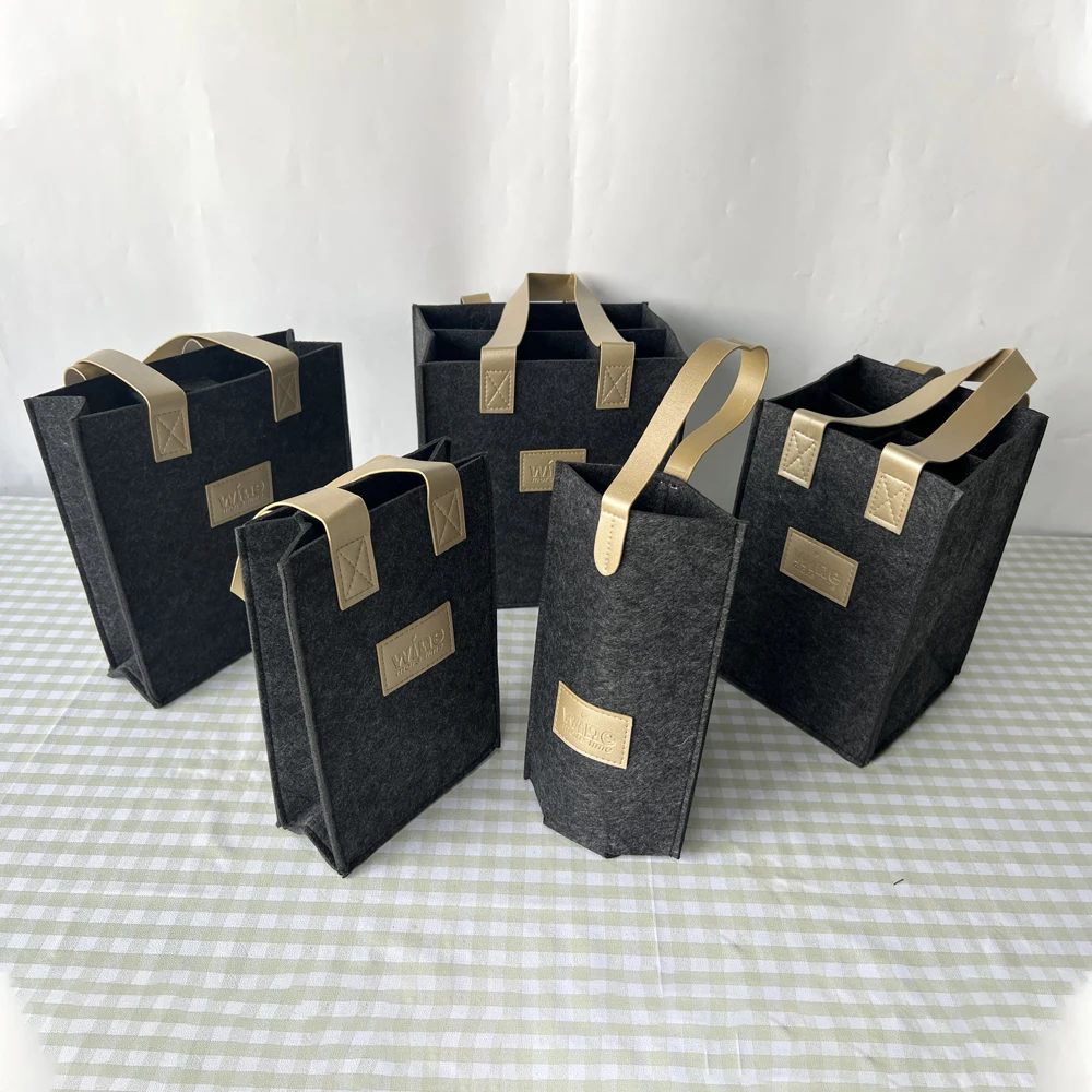 Reusable 1/2/4/6 Felt Wine Bottle Bag Portable Wine Tote Bag Beer Holder Single Bottle Wine Protector for shopping