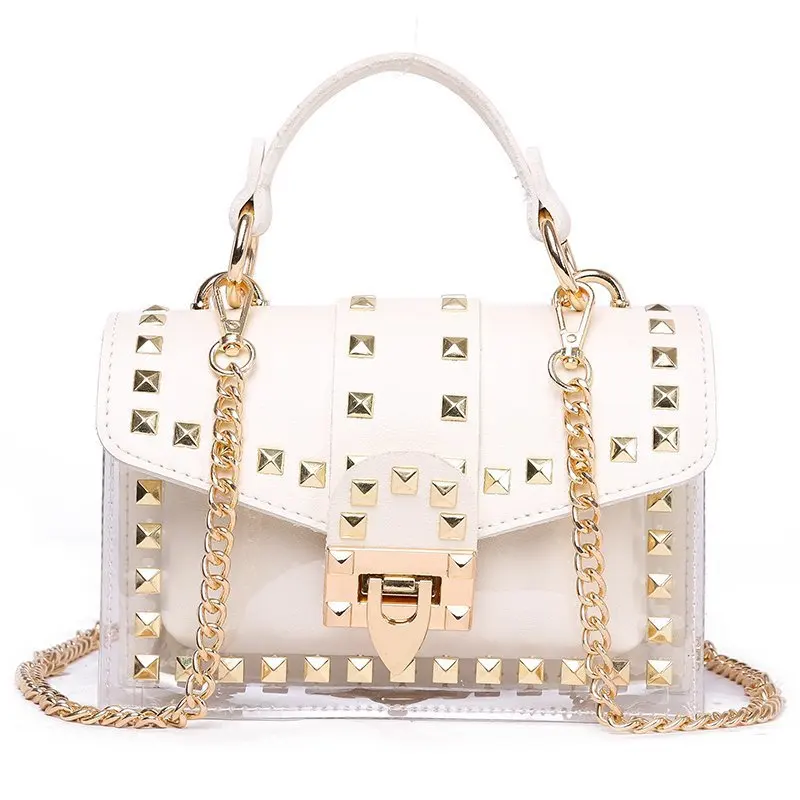 High Quality Fashion Luxury Rivet Decoration Jelly Candy Handbags Crossbody Bags Purses