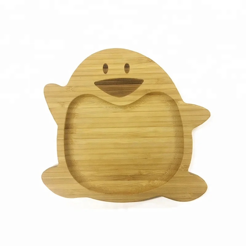 Экологичная рекламная посуда на заказ в форме мультитула пингвина, Многоразовые Детские тарелки из бамбука и дерева, Детские тарелки, посуда для детей