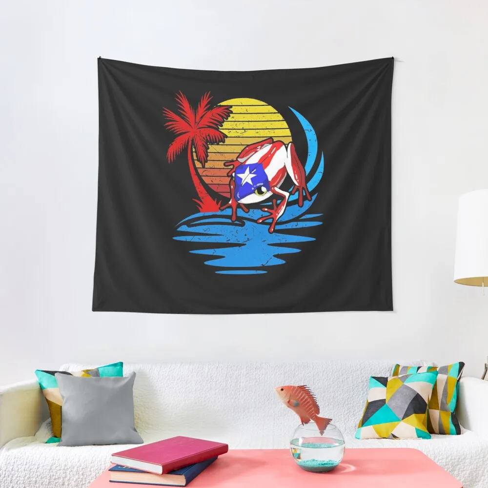 Tapestries Wall Decoration Hanging Puerto Rican Flag Coqui Frog Custom Tapestry Printing On Demand Large Wall Hanging Tapestry