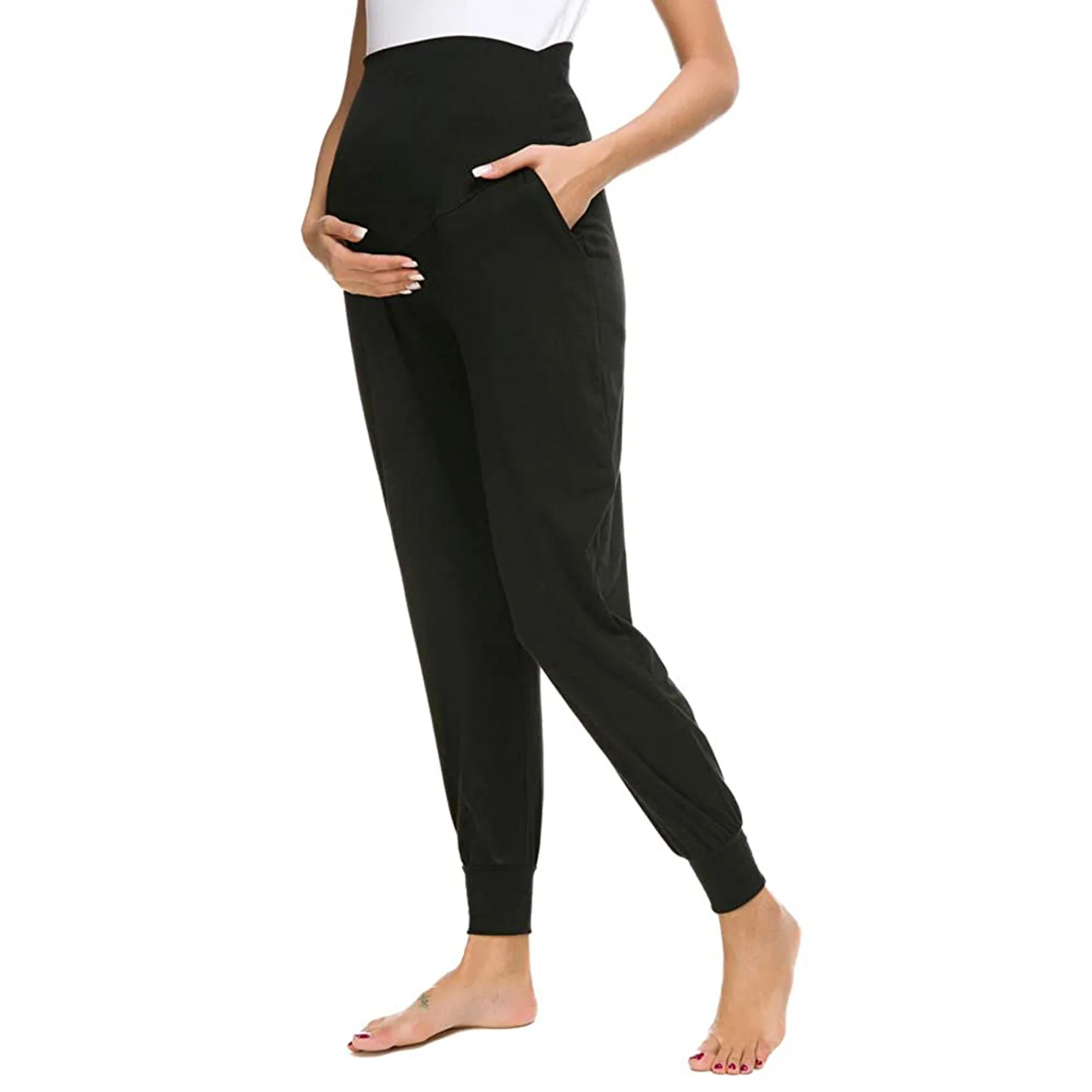Удобные леггинсы женские хлопковые трусики для беременных высококачественные тренировочные штаны для фитнеса и беременных с карманами