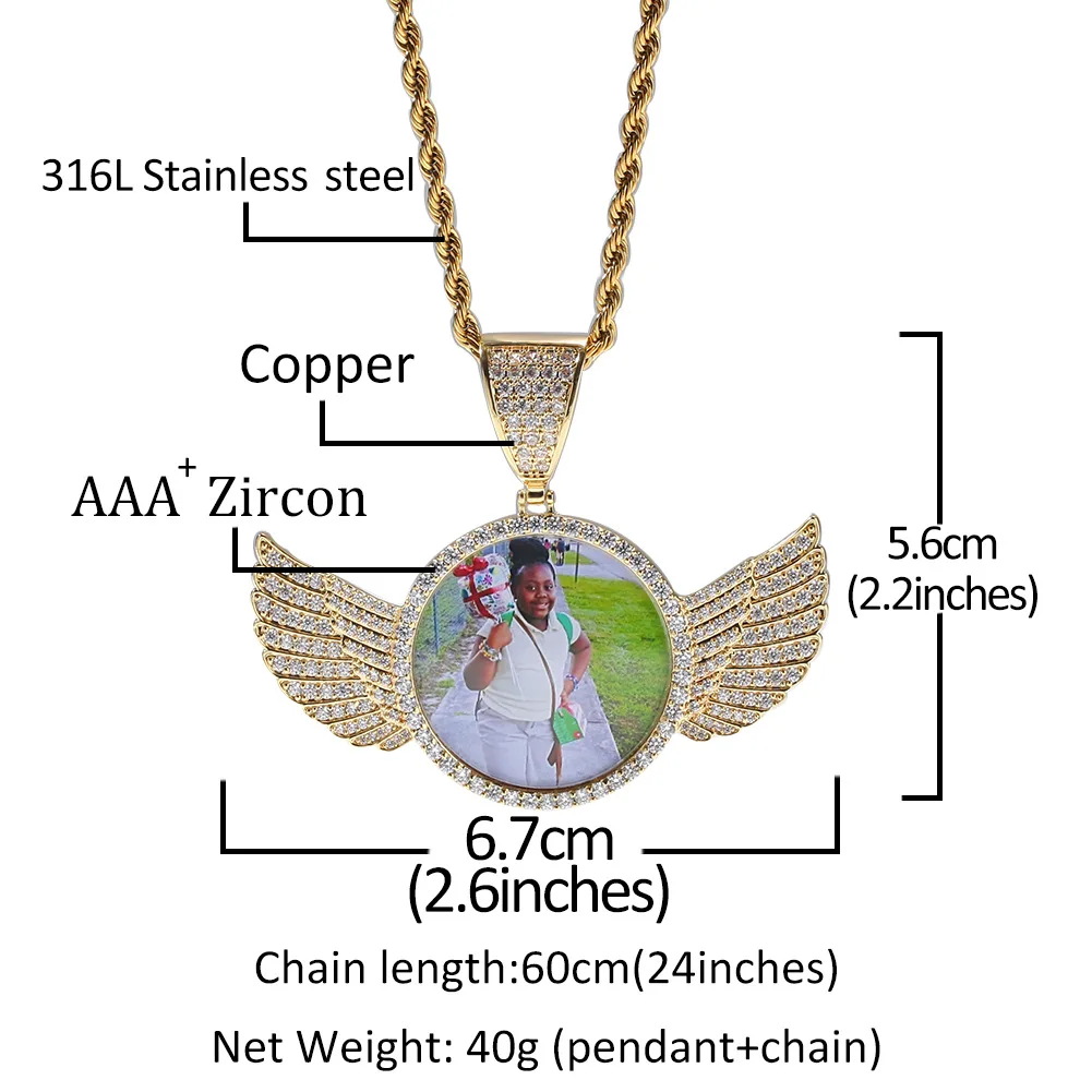 Europe hot hip-hop style copper diy gift making gold plated customization photo pendant necklace