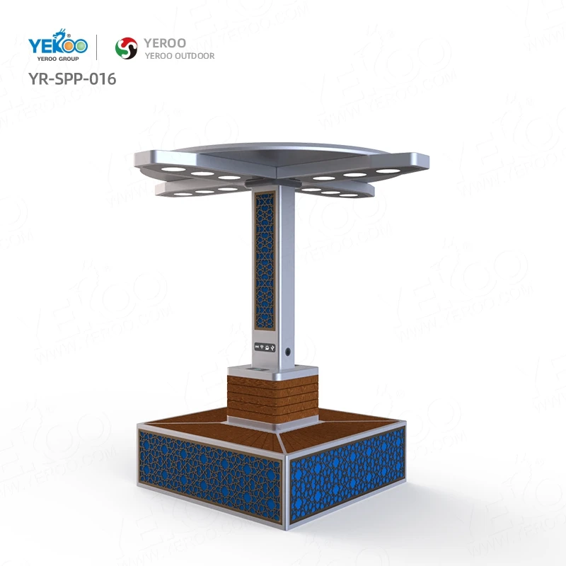 Outdoor Public Space Galvanized Steel Charing Solar Bench