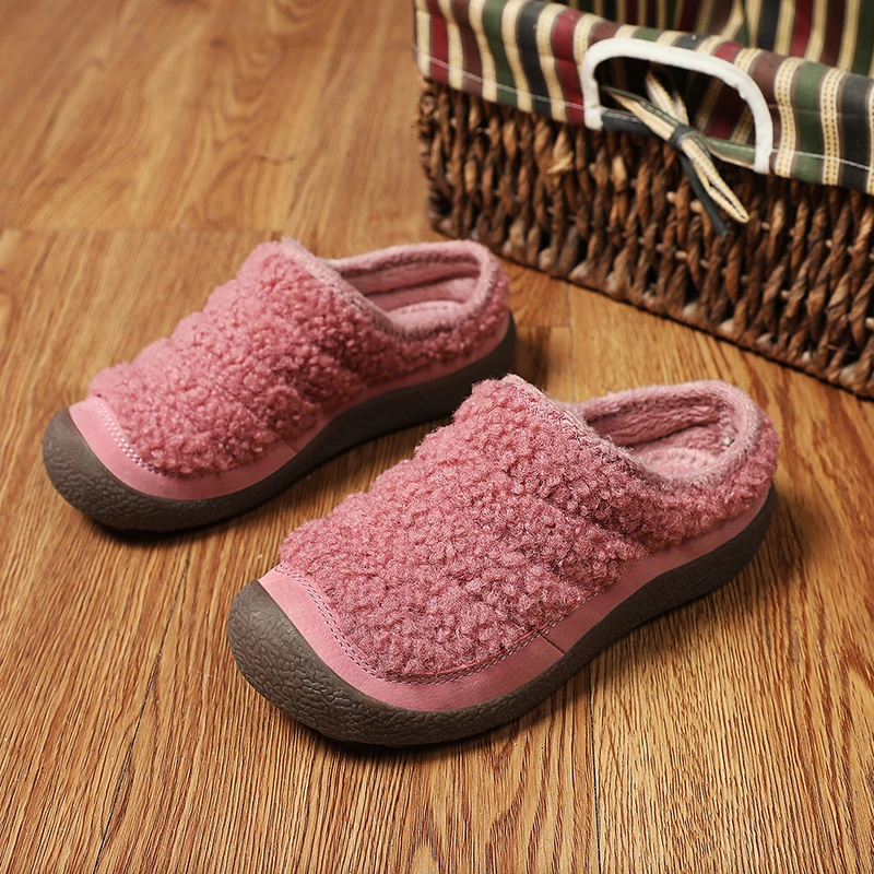 New Kids Fashion Cotton Slippers Indoor Outdoor Comfortable Fur Slippers Bedroom Non-slip Warm Furry Slides for Girls Boys