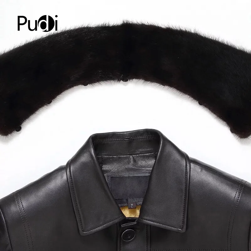 Men new fashion real sheep leather jackets with mink fur lining inside fall winter casual outwear MT840