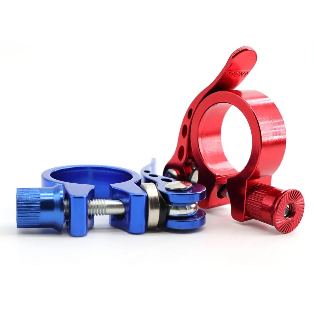 M5 Red Blue Anodized Aluminum Quick Release Cam Handle Seat Post Clamp For Pipe