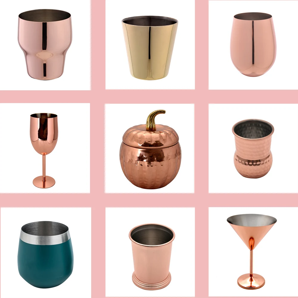 
300ML stainless steel 304 copper rose gold cocktail goblet margarita glass 