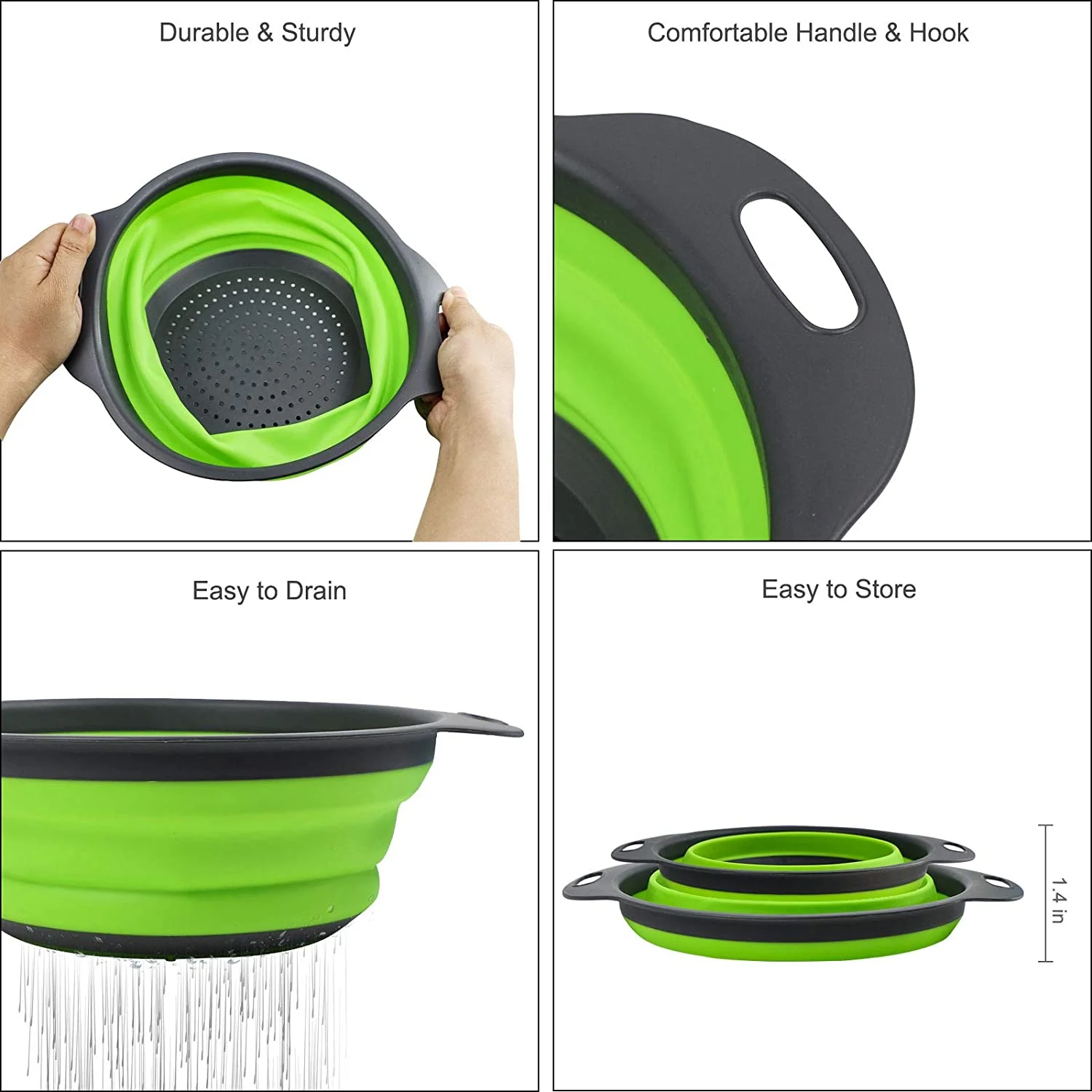 Plastic Collapsible Colander Set Mesh Colander Strainer Basket for Draining Fruit Vegetables Pasta