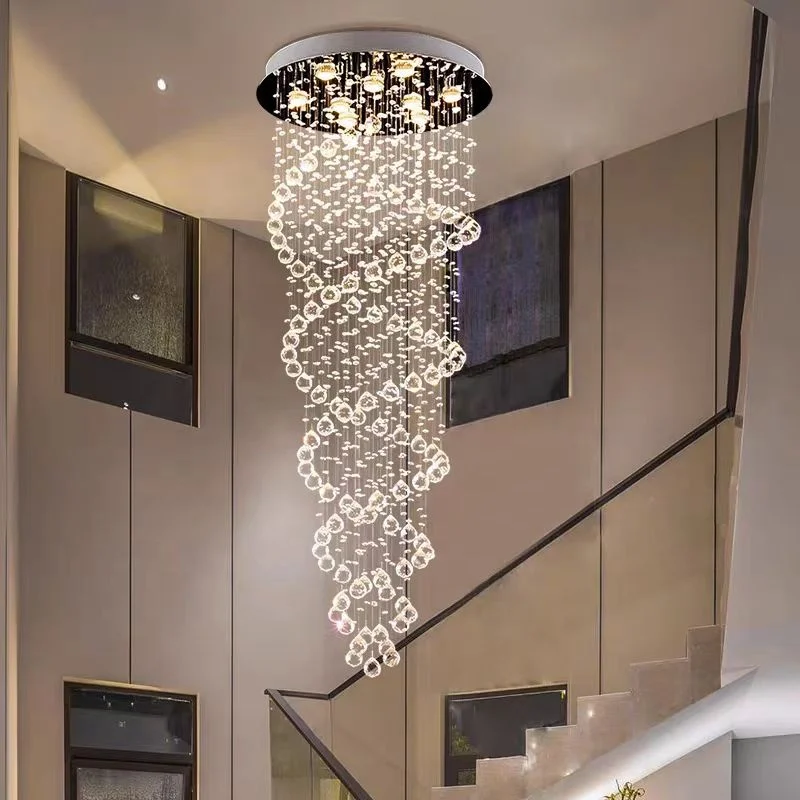 Custom Luxury Hotel Lobby Villa Home Staircase Pendant Light Modern Large Long Crystal Chandeliers For Stairs