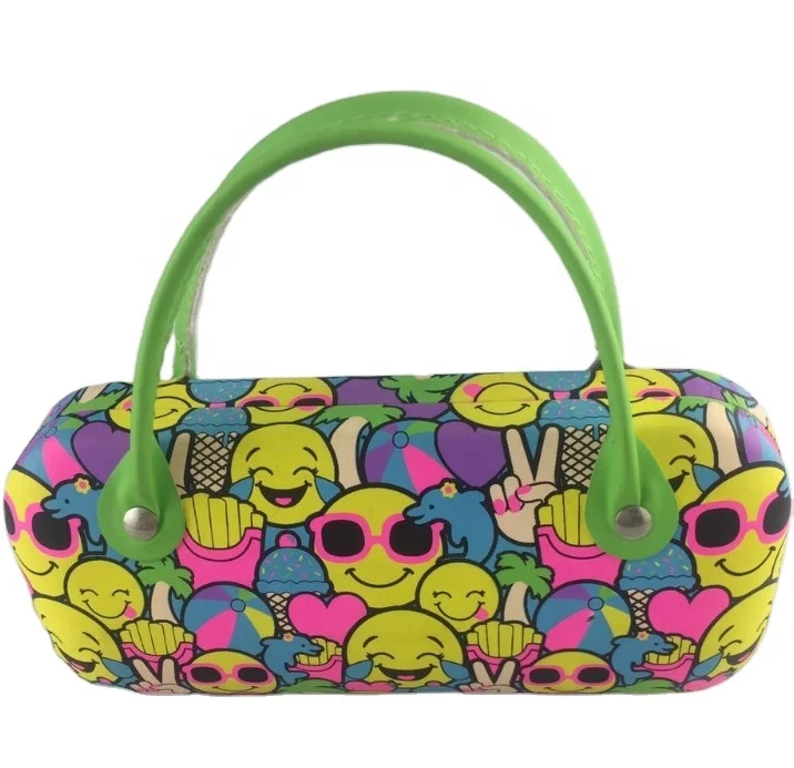 Wholesale Factory Directly Cute Cartoon Pu Leather Sunglasses Box High End Kids Glasses Case Box With Handle