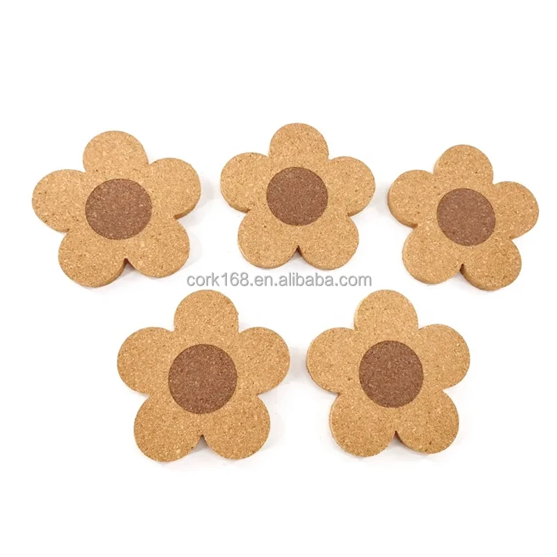 Оптовая продажа Заводские Дешевые Симпатичные кофейные сублимационные подставки в форме цветка деревянная пробка для напитков теплоизоляционная чашка