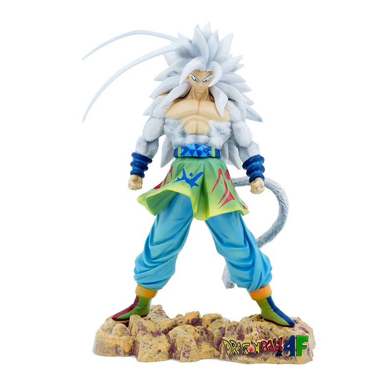24cm high quality PVC Dragon Balls anime figure Super Saiyan 5 white hair GOKU action figure with color box