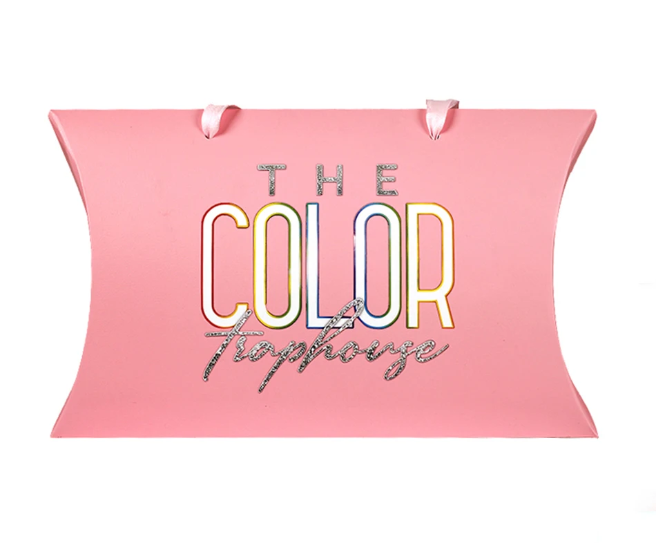 Custom logo paperboard full color hair wig folding pillow packaging box with handle for cosmetic