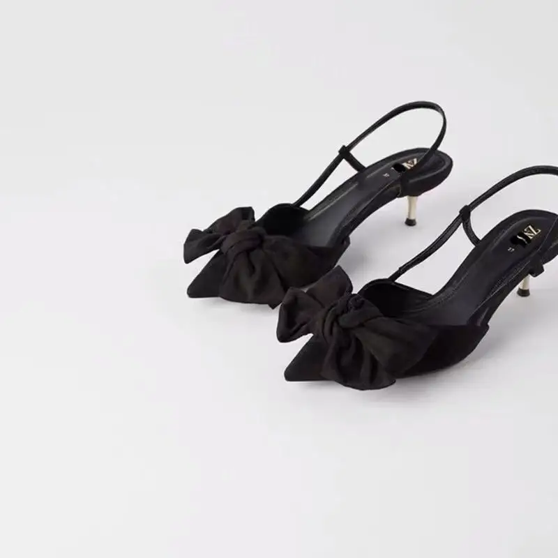 New Arrival Point Toe Casual Bow and Polka dot pattern High Heel Sandals Women