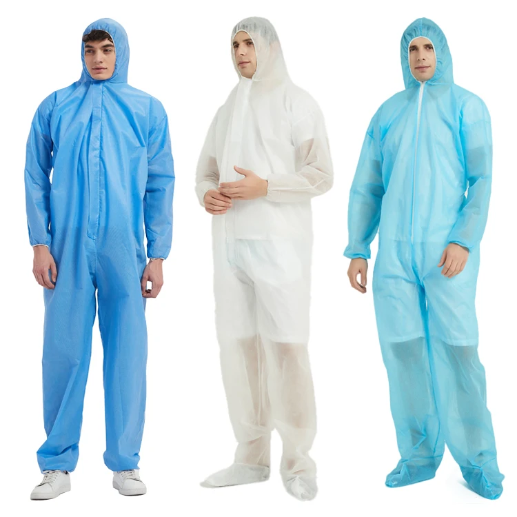Hot sale factory direct Breathable and dustproof  one piece full body disposable nonwoven pp coverall  coveralls for factory