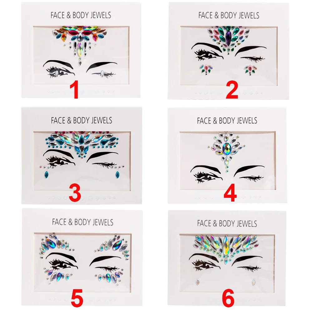 Custom Jewelry Eye Face Gems Crystal Rhinestone Sticker Festival Party Body Tattoo Face Stickers Glitter Jewels Gems